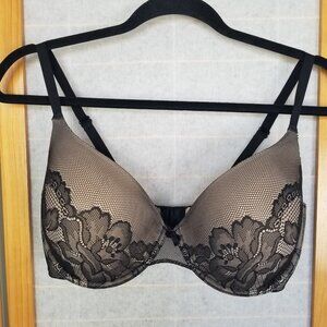 Gilligan & O'Malley Bra 36D Black over Nude Favorite Lightly Lined EUC